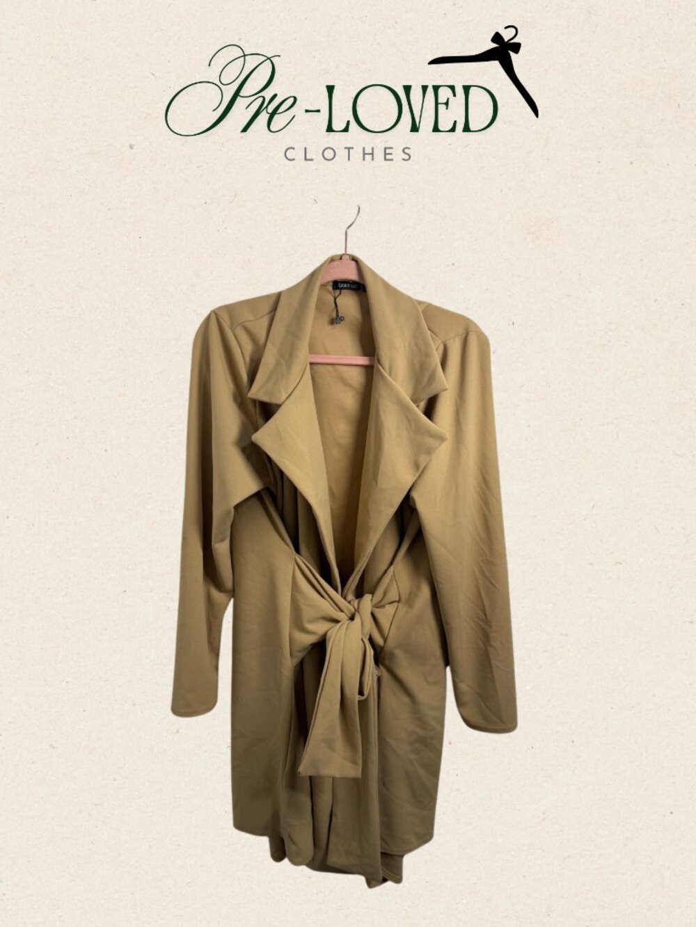 Camel Tie-Front Blazer Dress